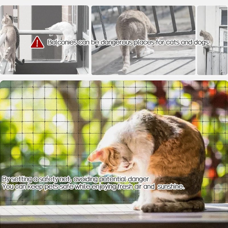 Morimoe Cat Balcony Net, Steel Wire Reinforced, Anti-Fall Fence, Safety Net, Extra Strong (10 X 13 Ft) - Image 3